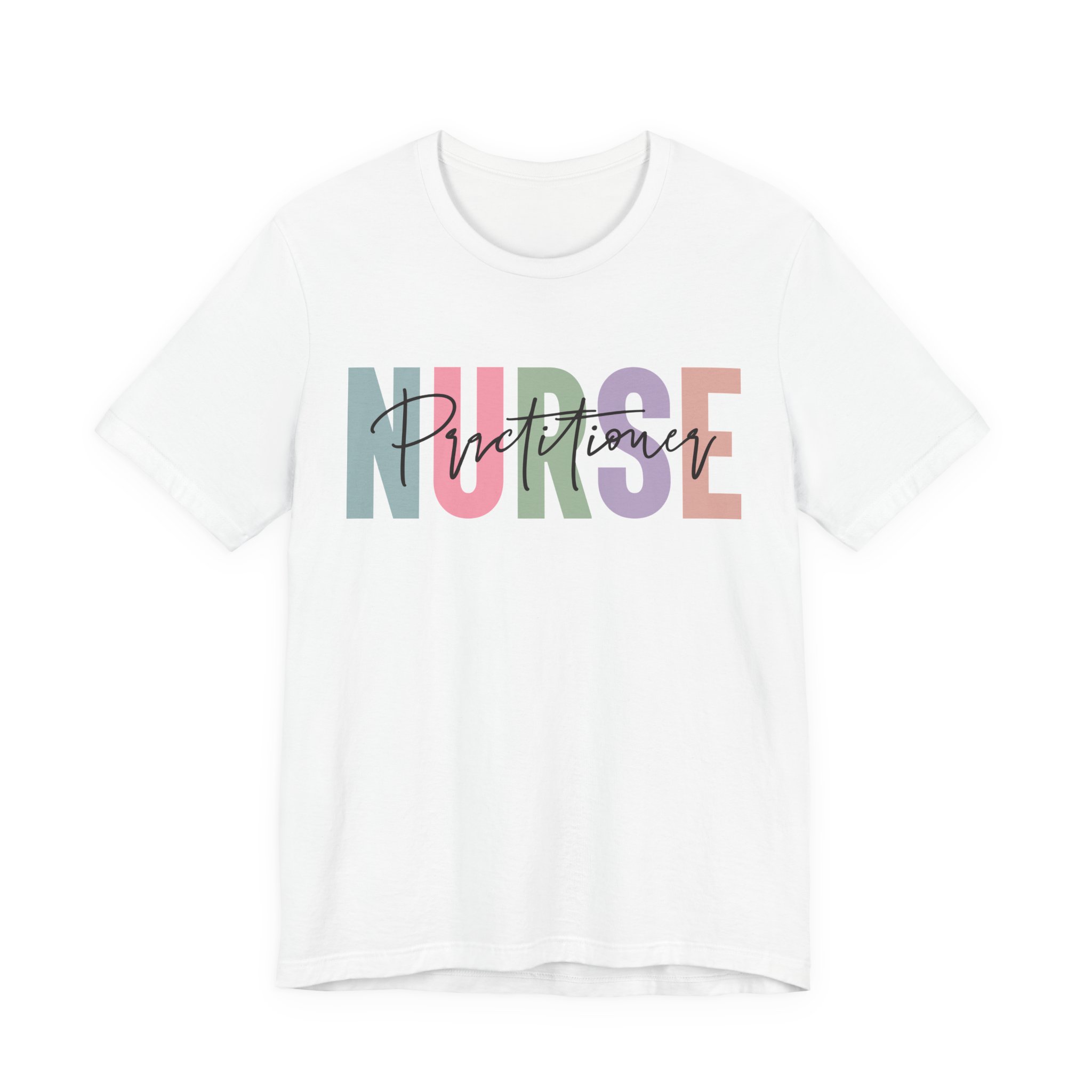 Nurse Practitioner Tee – Pastel Block “NURSE” with Script “Practitioner” Graphic Shirt - Image 2