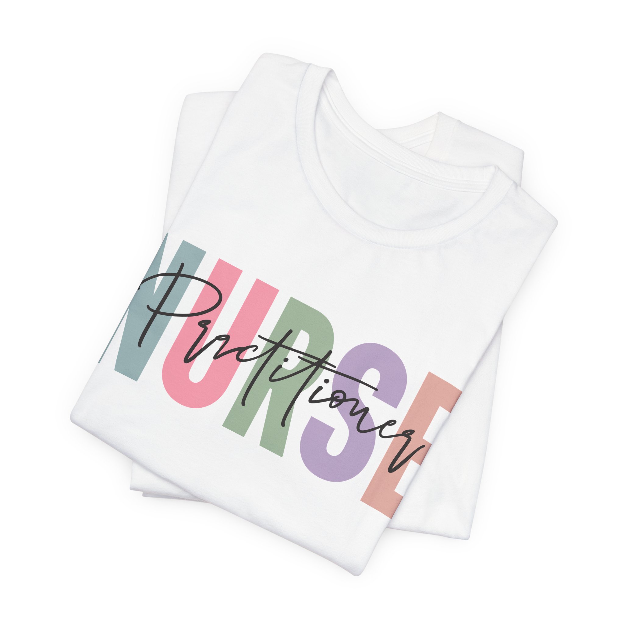 Nurse Practitioner Tee – Pastel Block “NURSE” with Script “Practitioner” Graphic Shirt - Image 4