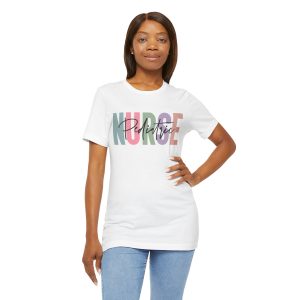 Pediatric Nurse Colorblock Script Tee – Soft Pastel Nurse Graphic Shirt