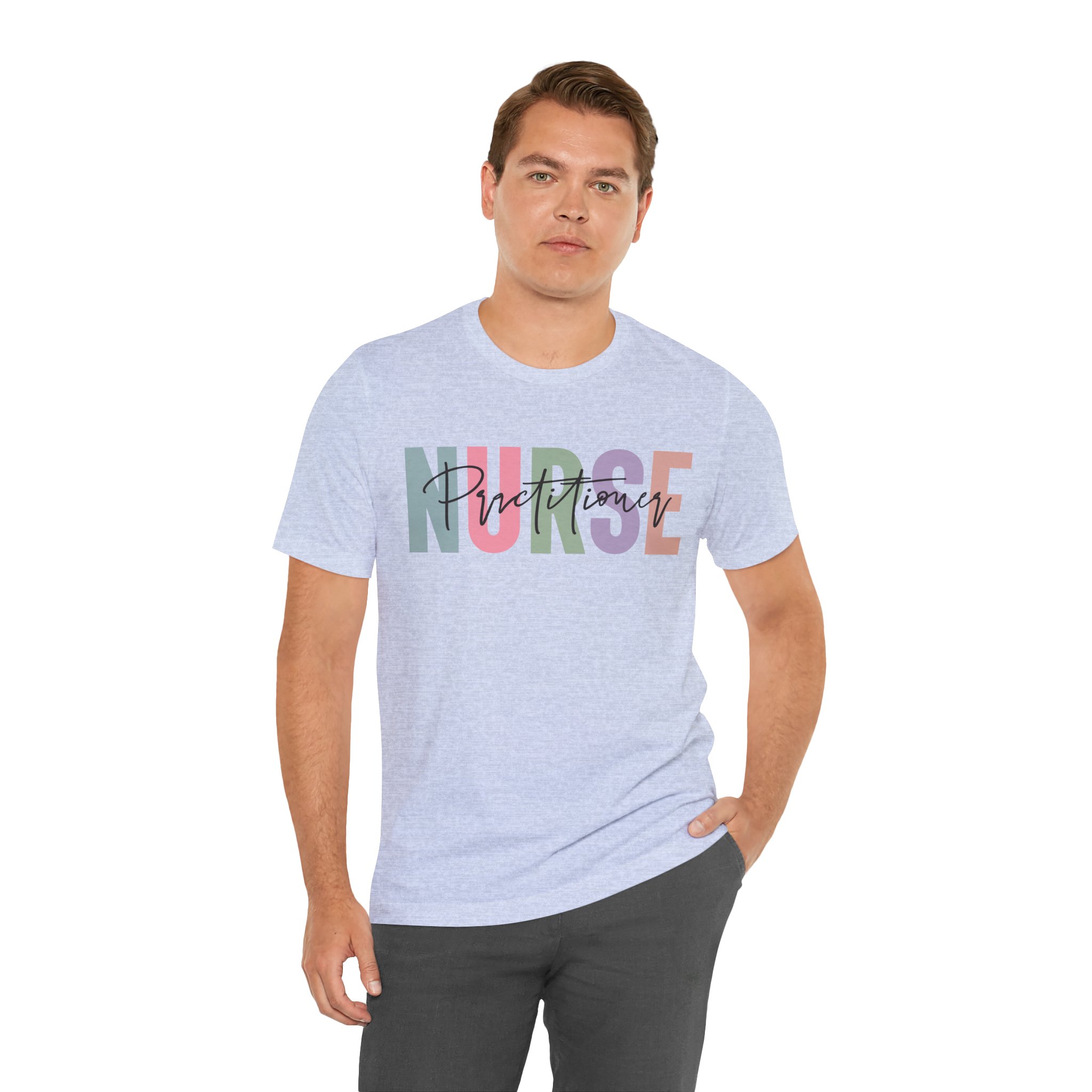 Nurse Practitioner Tee – Pastel Block “NURSE” with Script “Practitioner” Graphic Shirt - Image 5